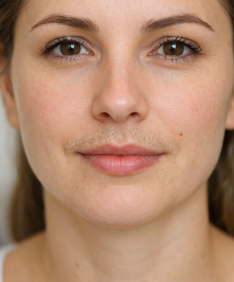 zabieg elektroepilacji wąsika u kobiety przed usunięciem owłosienia